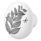 葉の小枝#1の陶磁器のノブ セラミックノブ (右)