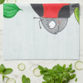 葉の巨大で赤いてんとう虫 キッチンタオル (折り畳み)