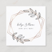 葉の幾何学的なフレームの名刺 スクエア名刺 (正面)