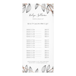 葉の幾何学的フレームの価格リストのラックカード ラックカード