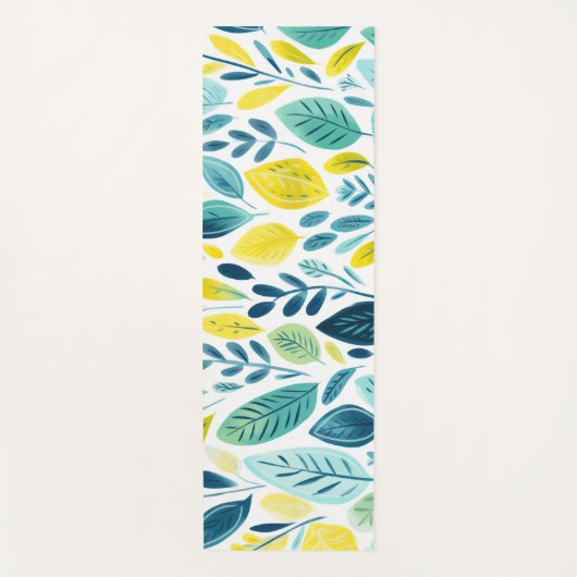 葉の形と色のイラストレーション ヨガマット (正面)