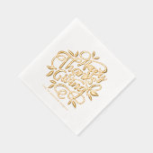 葉の手のレタリングハッピーサンクスギビング 箔ナプキン (右)