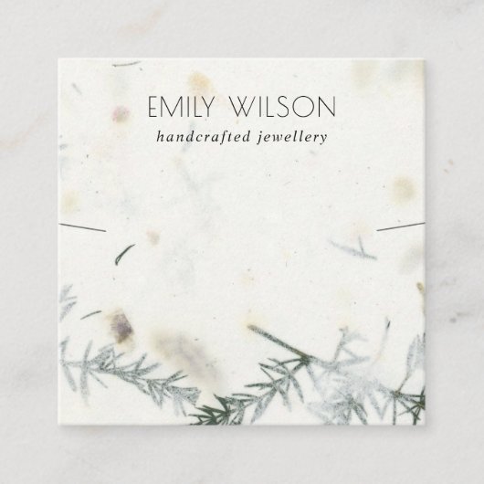 葉の手作り紙テクスチャネックレスディスプレイ スクエア名刺 (正面)
