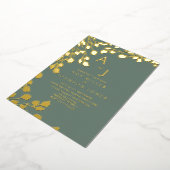 葉の手描き縁どの結婚押しセージ 箔招待状 (回転した状態)