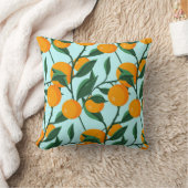 葉の枝に継ぎ目のない蜜柑、柑橘類  クッション (ブランケット)