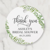 葉の植物学的な花輪 ブライダルシャワーのお礼 フェイバータグ (裏面)