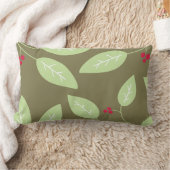 葉の模様のついた ランバークッション (ブランケット)
