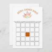 葉の模様のオレンジ色の結婚式前お茶会ビンゴゲームカード エンクロージャーカード (正面/裏面)