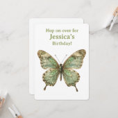 葉の模様の羽を持つ豪華な蝶 カード (正面/裏面インサイチュ)