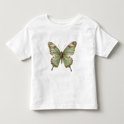 葉の模様の羽を持つ豪華な蝶 トドラーTシャツ (正面)