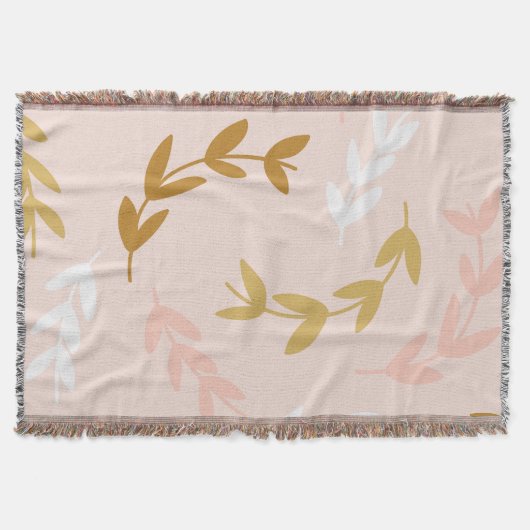 葉の模様4 スローブランケット (正面)