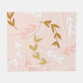 葉の模様4 フリースブランケット (正面(横))