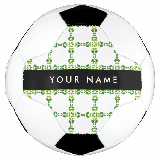 葉の模様、緑の葉、あなたの名前 サッカーボール (正面)