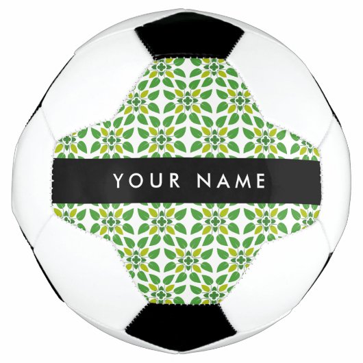 葉の模様、緑の葉、あなたの名前 サッカーボール (正面)