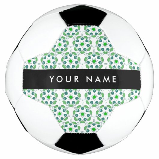 葉の模様、緑の葉、あなたの名前 サッカーボール (正面)