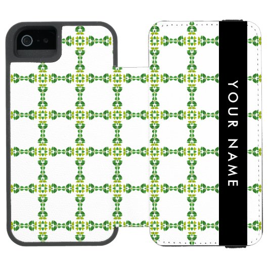 葉の模様、緑の葉、あなたの名前 INCIPIO iPhoneウォレットケース (フォリオ Open)