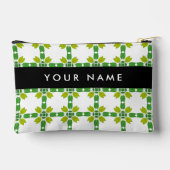 葉の模様、緑葉の、名前 アクセサリーポーチ (裏面)