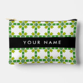 葉の模様、緑葉の、名前 アクセサリーポーチ (正面)