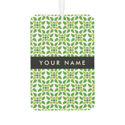 葉の模様、緑葉の、名前 カーエアーフレッシュナー (裏面)