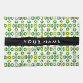 葉の模様、緑葉の、名前 キッチンタオル (横)