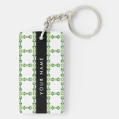 葉の模様、緑葉の、名前 キーホルダー (裏面)
