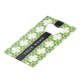 葉の模様、緑葉の、名前 クレジットカード栓抜き