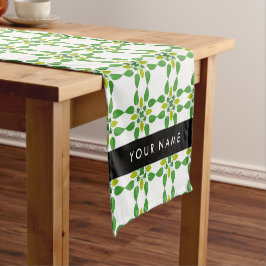 葉の模様、緑葉の、名前 ショートテーブルランナー