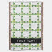 葉の模様、緑葉の、名前 スローブランケット (正面縦)