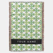 葉の模様、緑葉の、名前 スローブランケット (正面縦)