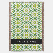 葉の模様、緑葉の、名前 スローブランケット (正面縦)