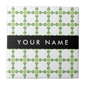 葉の模様、緑葉の、名前 タイル (正面)