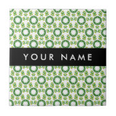 葉の模様、緑葉の、名前 タイル (正面)