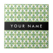 葉の模様、緑葉の、名前 タイル (正面)