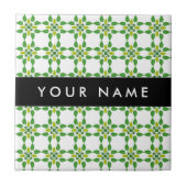 葉の模様、緑葉の、名前 タイル (正面)