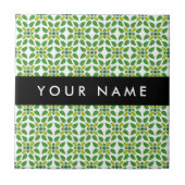 葉の模様、緑葉の、名前 タイル (正面)