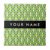 葉の模様、緑葉の、名前 タイル (正面)