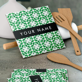 葉の模様、緑葉の、名前 タイル