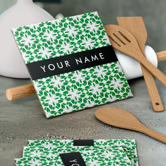 葉の模様、緑葉の、名前 タイル