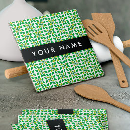 葉の模様、緑葉の、名前 タイル