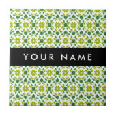 葉の模様、緑葉の、名前 タイル (正面)