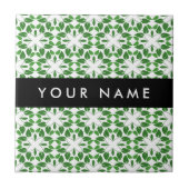 葉の模様、緑葉の、名前 タイル (正面)