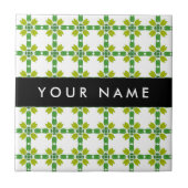 葉の模様、緑葉の、名前 タイル (正面)