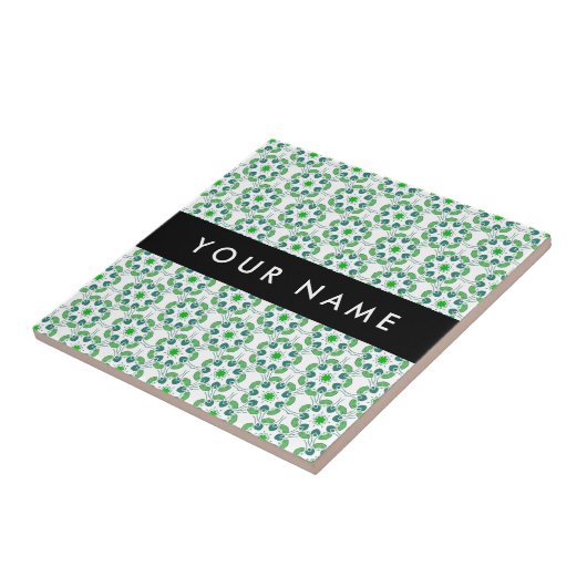 葉の模様、緑葉の、名前 タイル (側面)