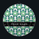 葉の模様、緑葉の、名前 ダーツボード<br><div class="desc">エレガントスタイリッシュ緑のを使った洗練された葉パターントレンディーモダンギフト、あなたの人生の自然愛好家に最適。名前、ニックネーム、モノグラム、またはイニシャルを追加してパーソナライズ。</div>