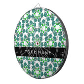 葉の模様、緑葉の、名前 ダーツボード (正面右)