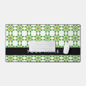 葉の模様、緑葉の、名前 デスクマット (キーボード&マウス)