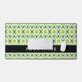 葉の模様、緑葉の、名前 デスクマット (キーボード&マウス)