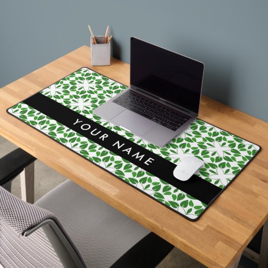 葉の模様、緑葉の、名前 デスクマット (オフィス2)