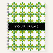 葉の模様、緑葉の、名前 ノートブック (正面)