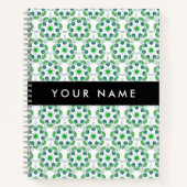 葉の模様、緑葉の、名前 ノートブック (正面)